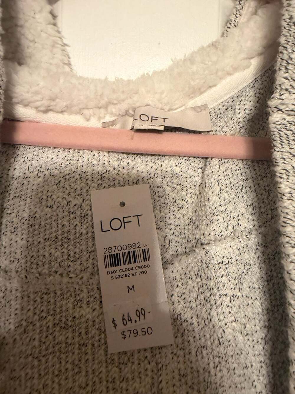 LOFT Women's Gray Open Front Hooded Cardigan Sweater Size M New With Tags - Picture 2 of 8